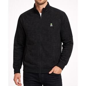 Psycho Bunny Mens L Bedford Track Jacket Black Full Zip Sweatshirt